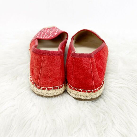 Franco Sarto 10 M Womens Red Suede Stud Embellished Twilight Espadrille Flats - Picture 3 of 9